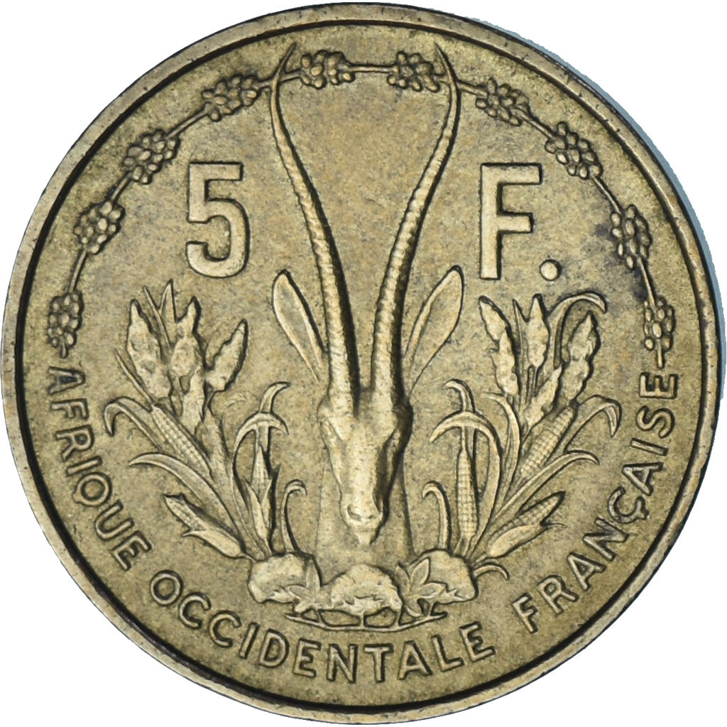 Moeda, África Ocidental Francesa, 5 Francs, 1956, Paris, AU(50-53)