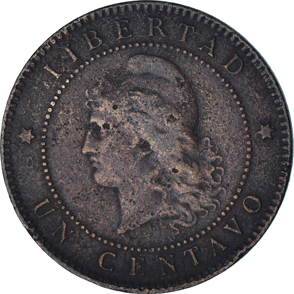 Argentina, Centavo, 1885, AU(50-53), Bronze