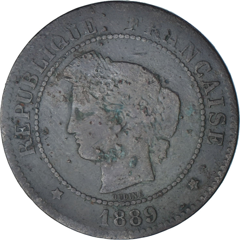 Frankrijk, 5 Centimes, 1889, Paris, Bronzen, ZG+, KM:821.1