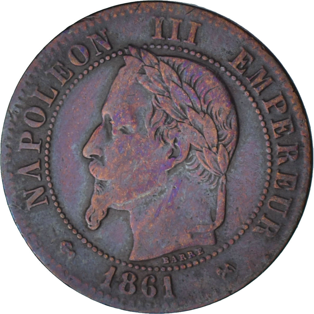 Moneda, Francia, Napoleon III, 2 Centimes, 1861, Bordeaux, MBC+, Bronce