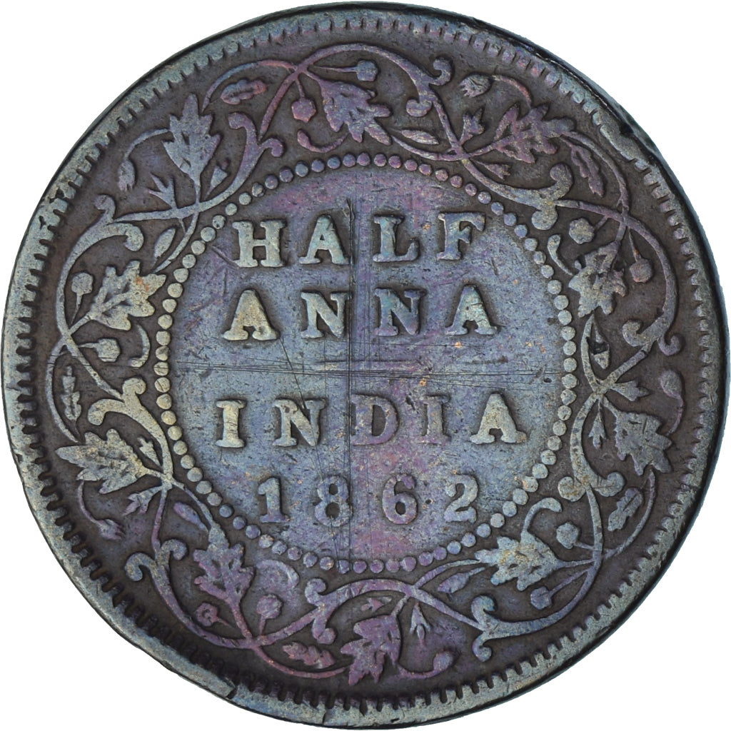 Münze, INDIA-BRITISH, Victoria, 1/2 Anna, 1862, S, Kupfer, KM:468
