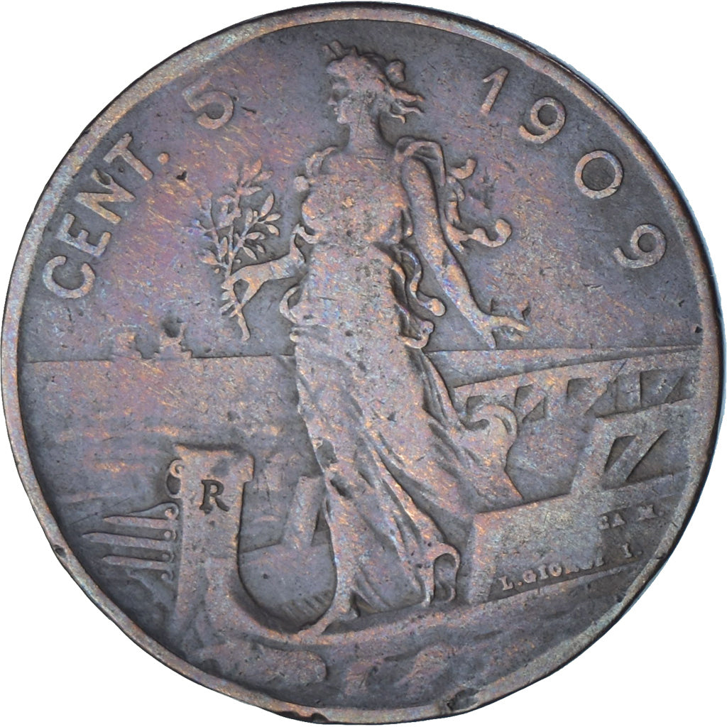 Munten, Italië, Vittorio Emanuele III, 5 Centesimi, 1909, Rome, FR, Bronzen