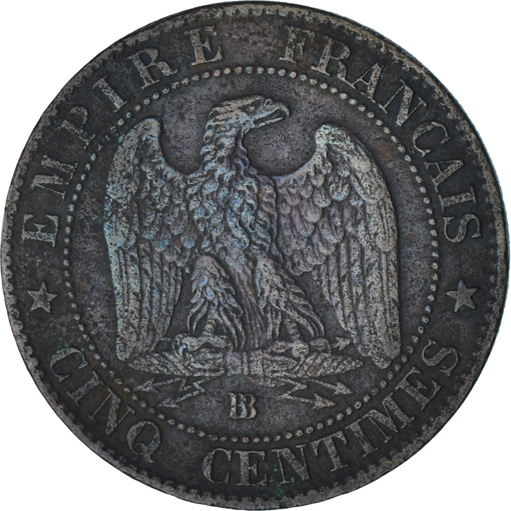 Moeda, França, Napoleon III, Napoléon III, 5 Centimes, 1864, Strasbourg