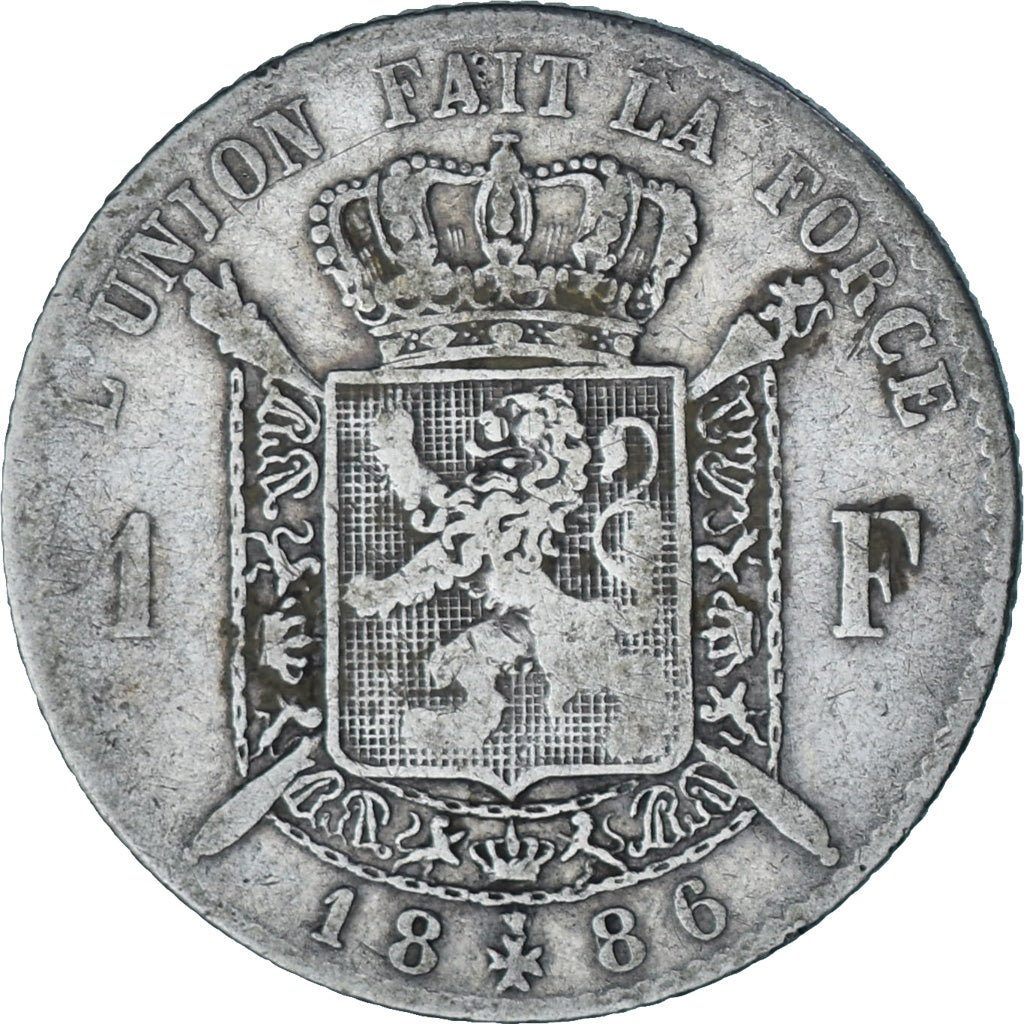 Moneta, Belgio, Leopold II, Franc, 1886, MB+, Argento, KM:29.1