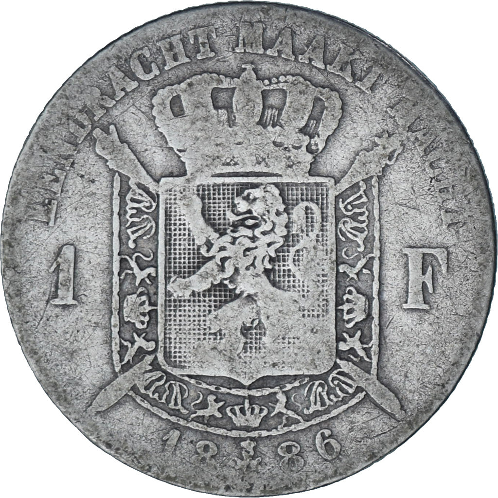 Moneta, Belgio, Leopold II, Franc, 1886, MB, Argento, KM:29.1