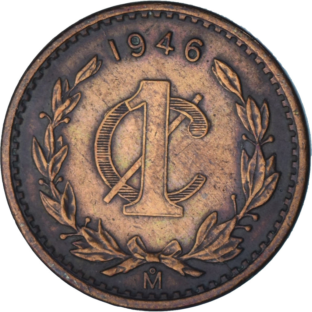 Moneta, Mexico, Centavo, 1946, Mexico City, EF(40-45), Brązowy, KM:415