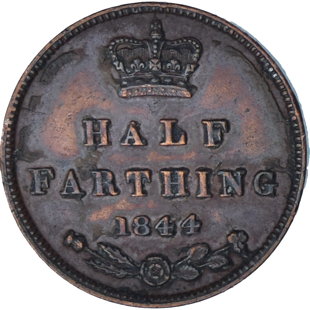 Coin, Great Britain, Victoria, 1/2 Farthing, 1844, AU(50-53), Copper, KM:738