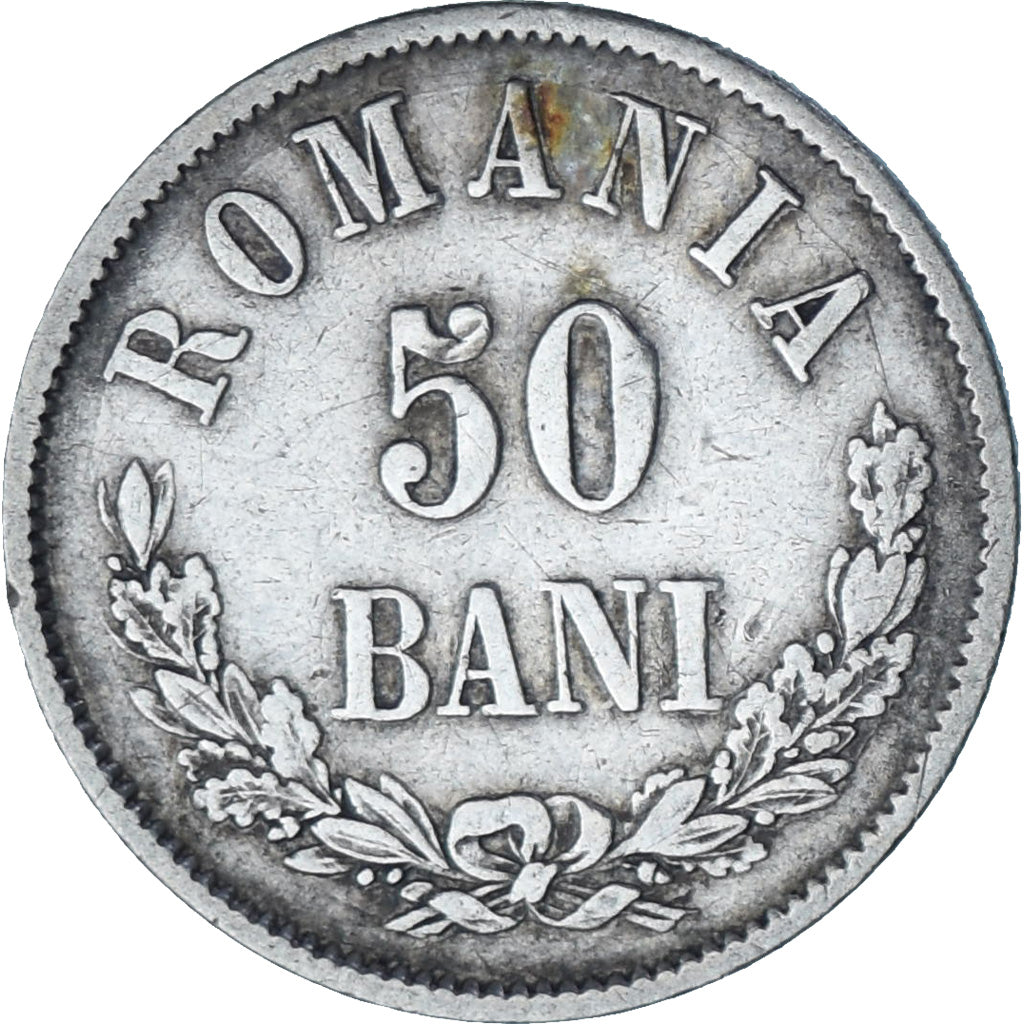 Moneda, Rumanía, Carol I, 50 Bani, 1873, EBC, Plata, KM:9