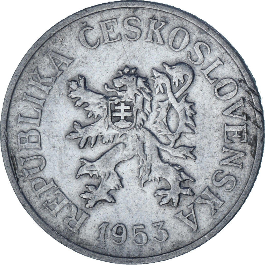 Moneta, Czechosłowacja, 10 Haleru, 1953, EF(40-45), Aluminium, KM:38