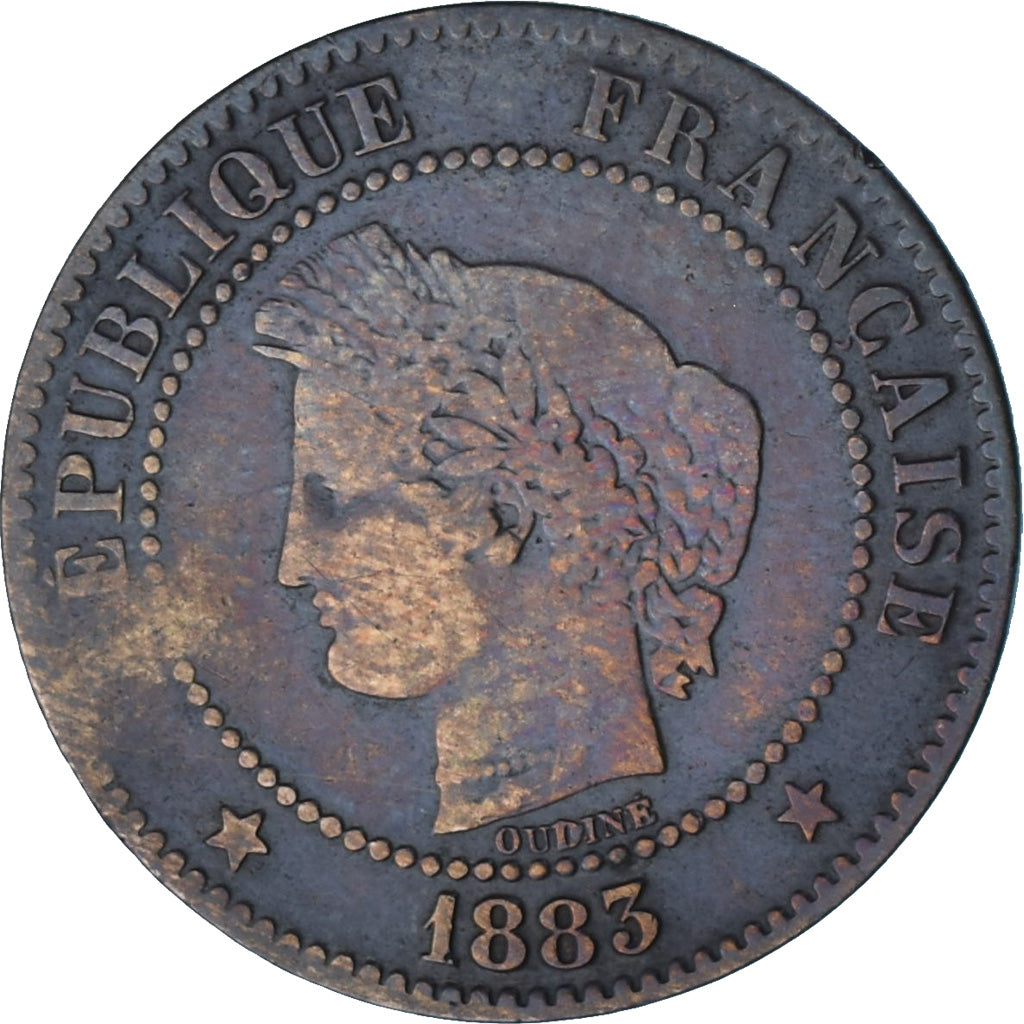 Moneta, Francia, Cérès, 2 Centimes, 1883, Paris, BB, Bronzo, KM:827.1