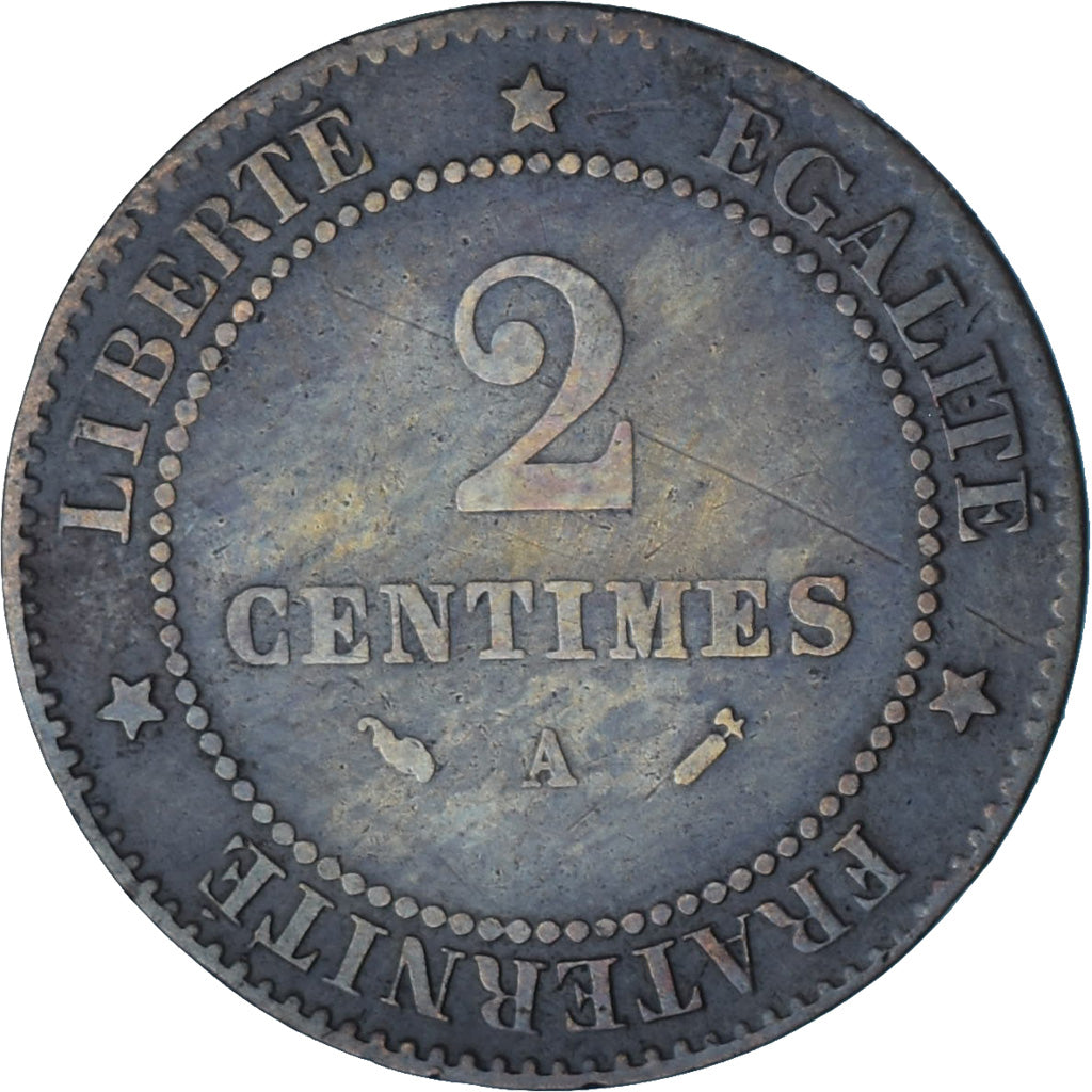 Moneta, Francia, Cérès, 2 Centimes, 1883, Paris, BB, Bronzo, KM:827.1