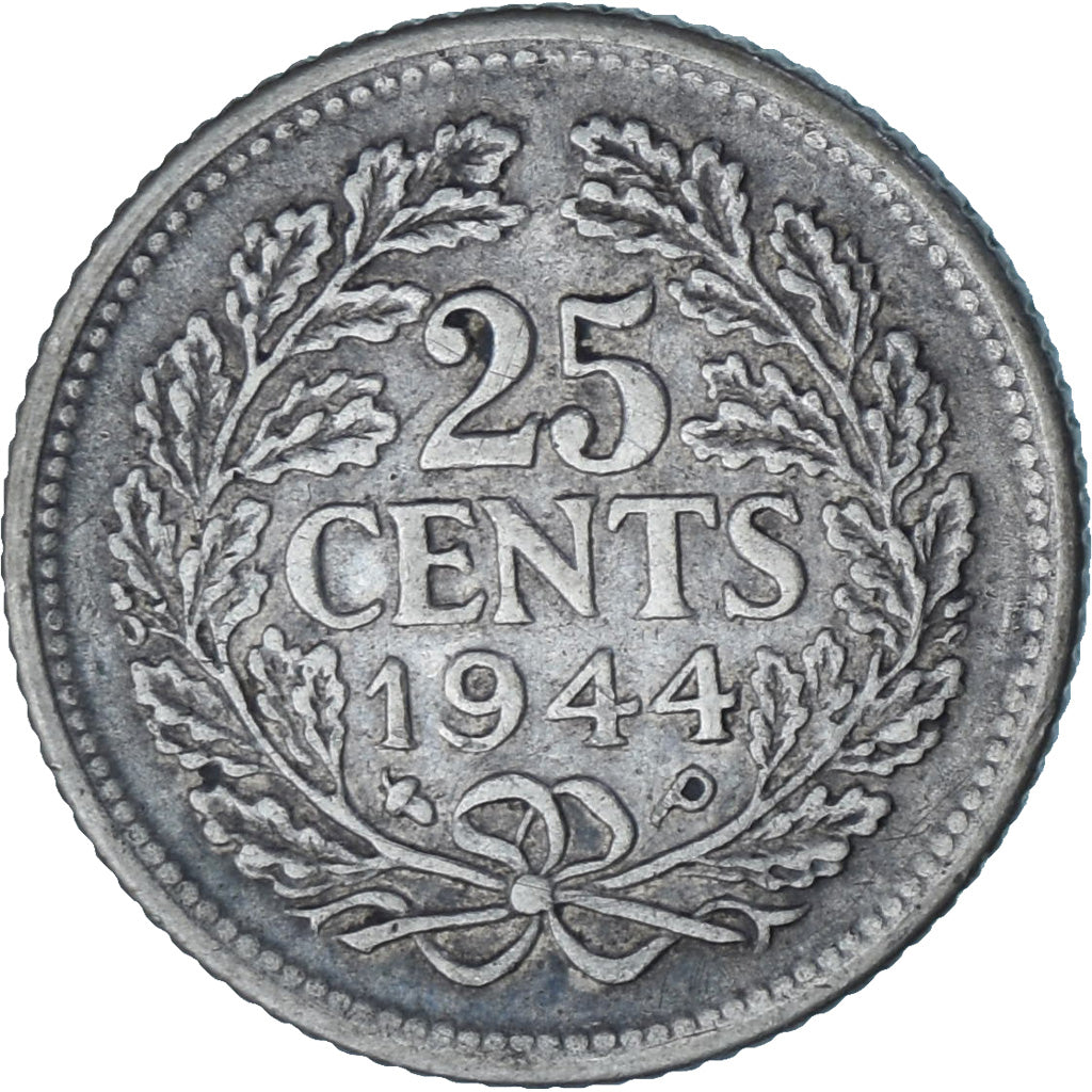 Monnaie, Pays-Bas, Wilhelmina I, 25 Cents, 1944, TTB+, Argent, KM:164