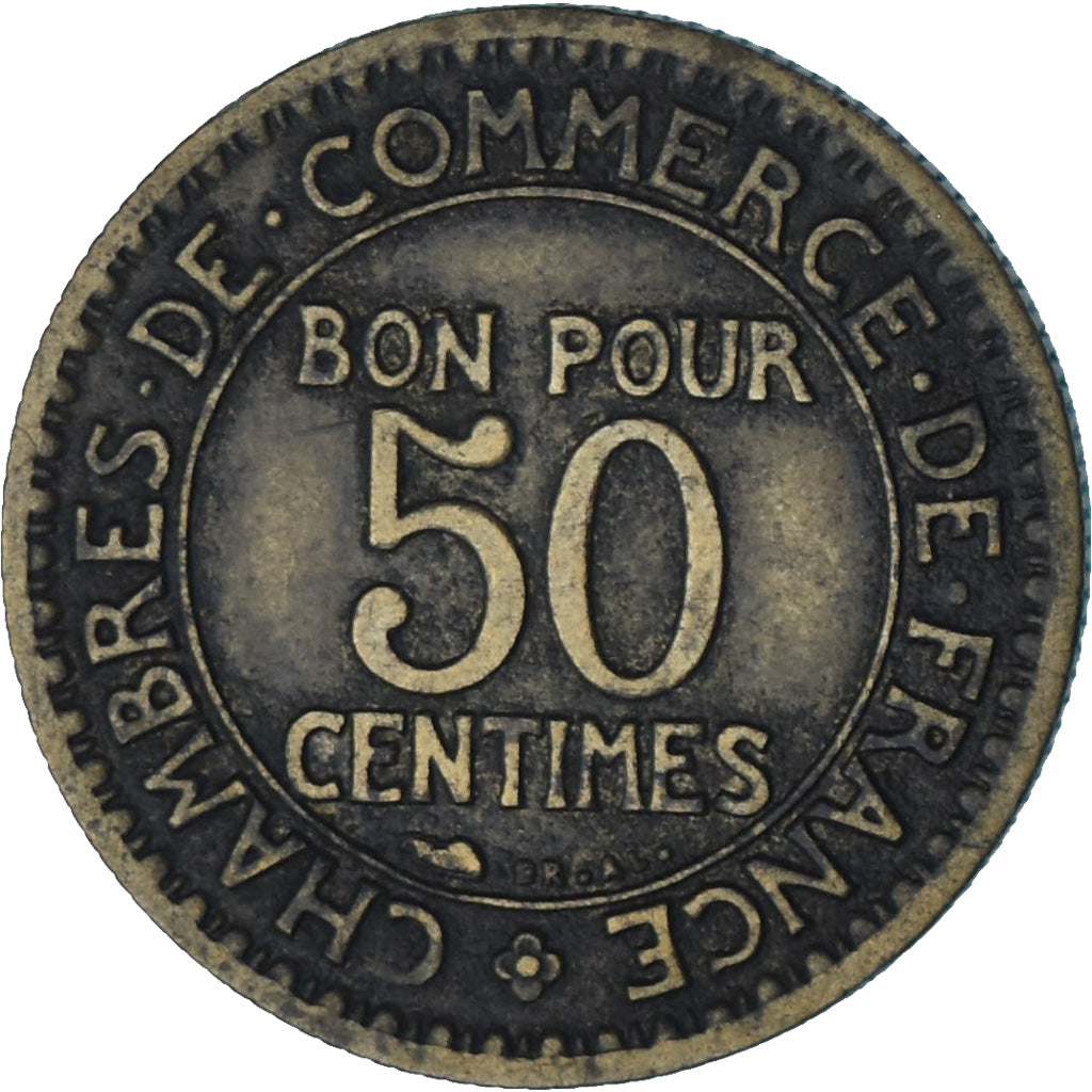Francia, Chambre de commerce, 50 Centimes, 1927, Paris, BC+, Aluminio - bronce