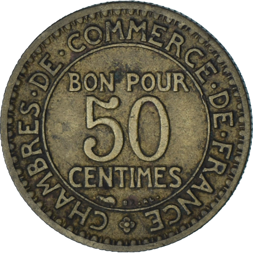 Francia, Chambre de commerce, 50 Centimes, 1926, Paris, BC+, Aluminio - bronce