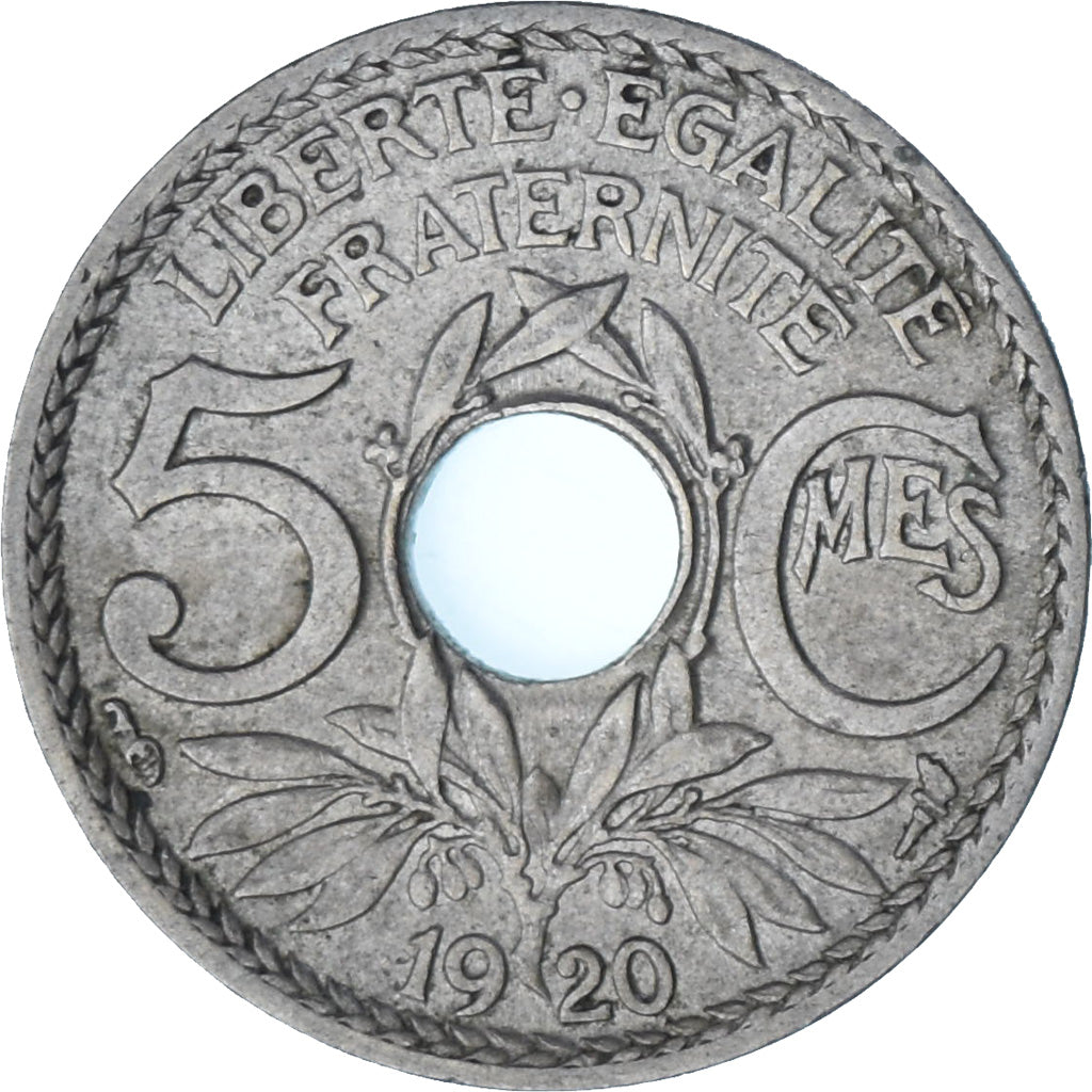 Francja, Lindauer, 5 Centimes, 1920, AU(55-58), Miedź-Nikiel, KM:875