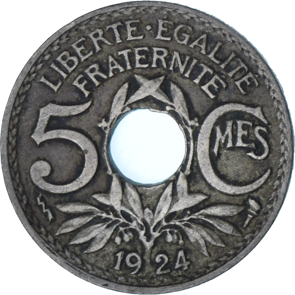Frankrijk, Lindauer, 5 Centimes, 1924, Poissy, ZF+, Cupro-nikkel, KM:875, Le