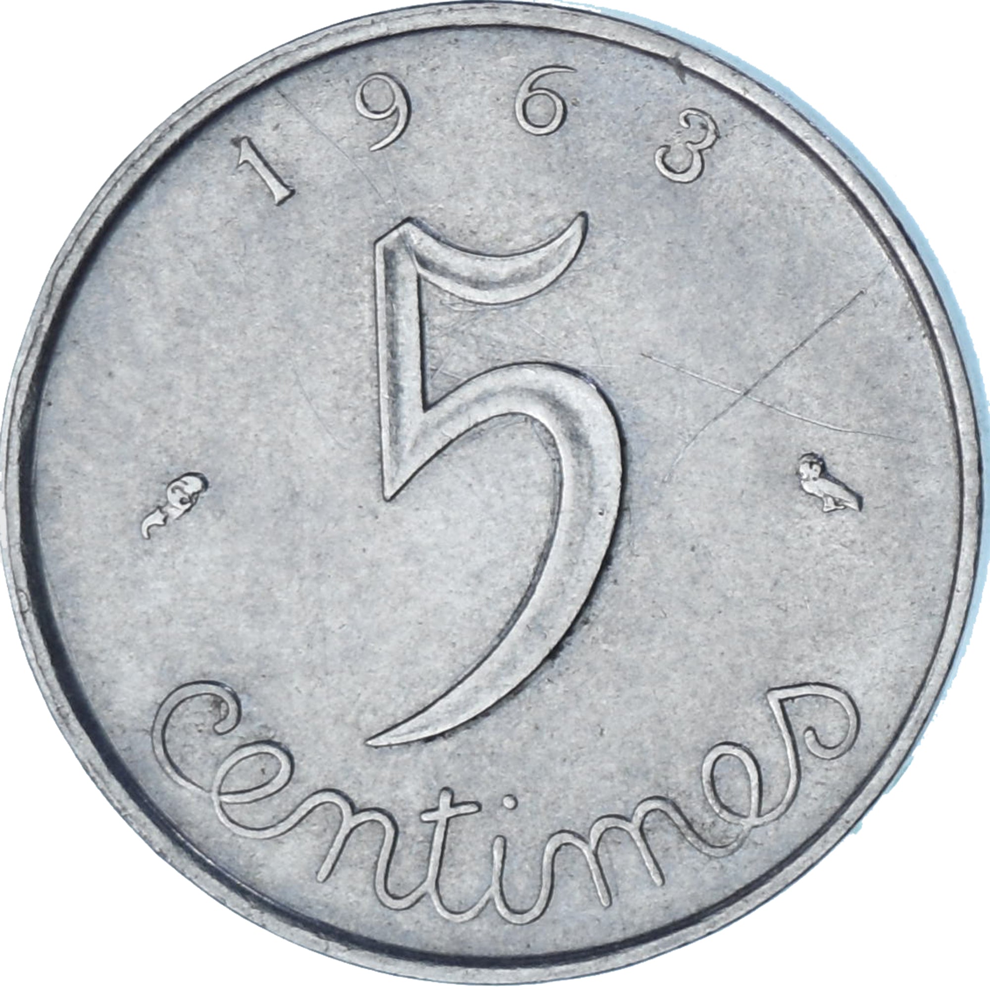 France, Épi, 5 Centimes, 1963, Paris, VF(20-25), Stainless Steel, KM:927