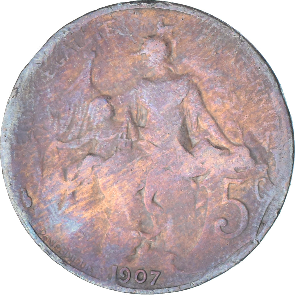 Frankrijk, Dupuis, 5 Centimes, 1907, Paris, FR, Bronzen, KM:842, Gadoury:165