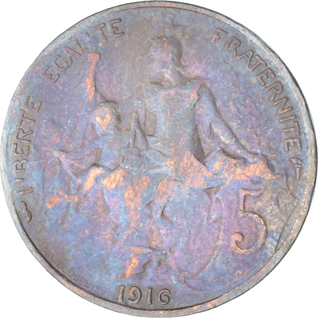 Frankrijk, Dupuis, 5 Centimes, 1916, Paris, FR+, Bronzen, KM:842, Gadoury:165
