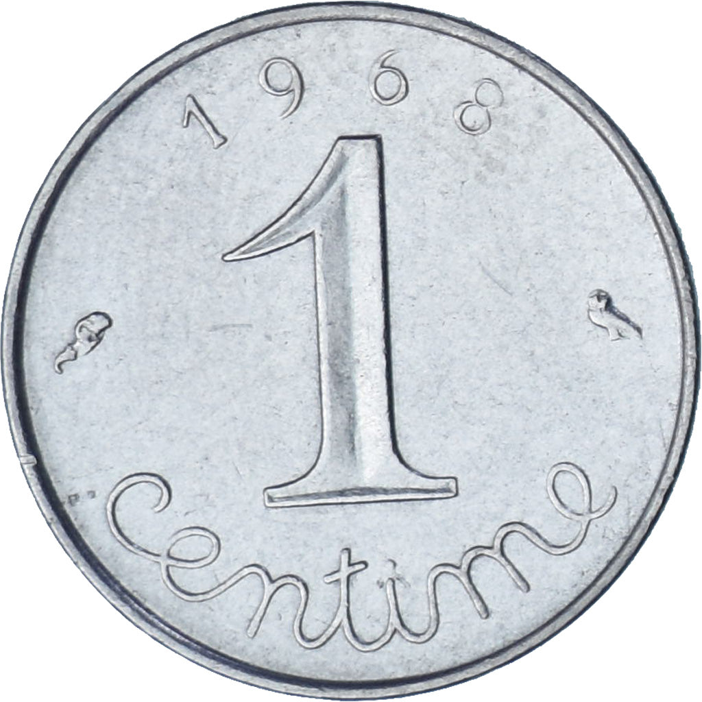France, Épi, Centime, 1968, Paris, MS(63), Stainless Steel, KM:928, Gadoury:91