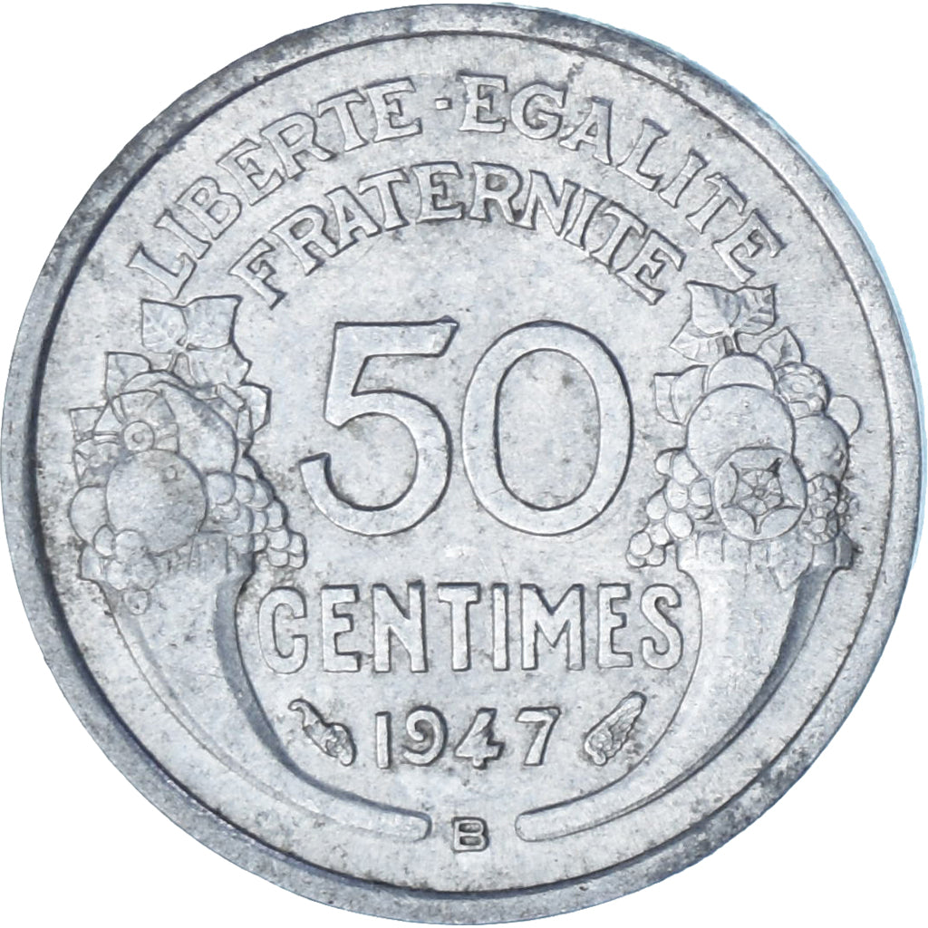 Francia, Morlon, 50 Centimes, 1947, Beaumont - Le Roger, EBC, Aluminio