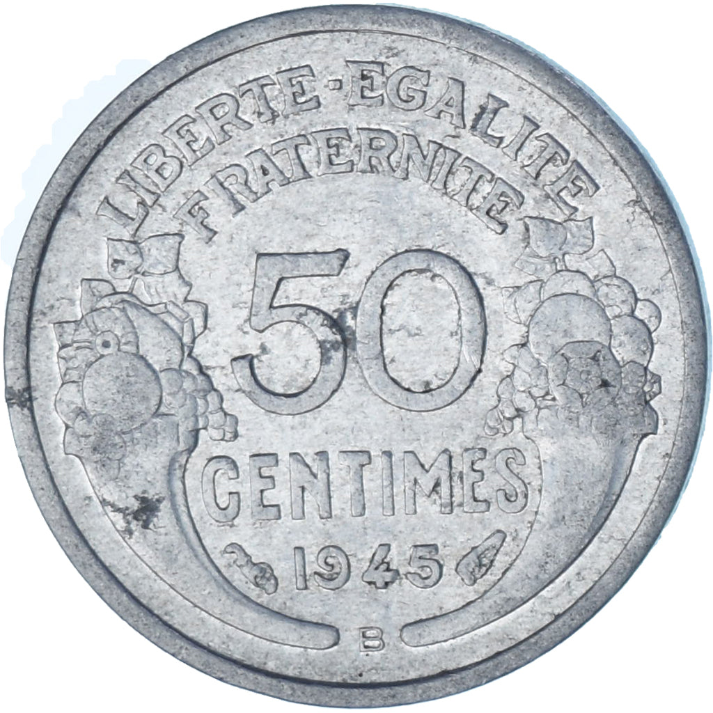 Francia, Morlon, 50 Centimes, 1945, Beaumont - Le Roger, MBC, Aluminio