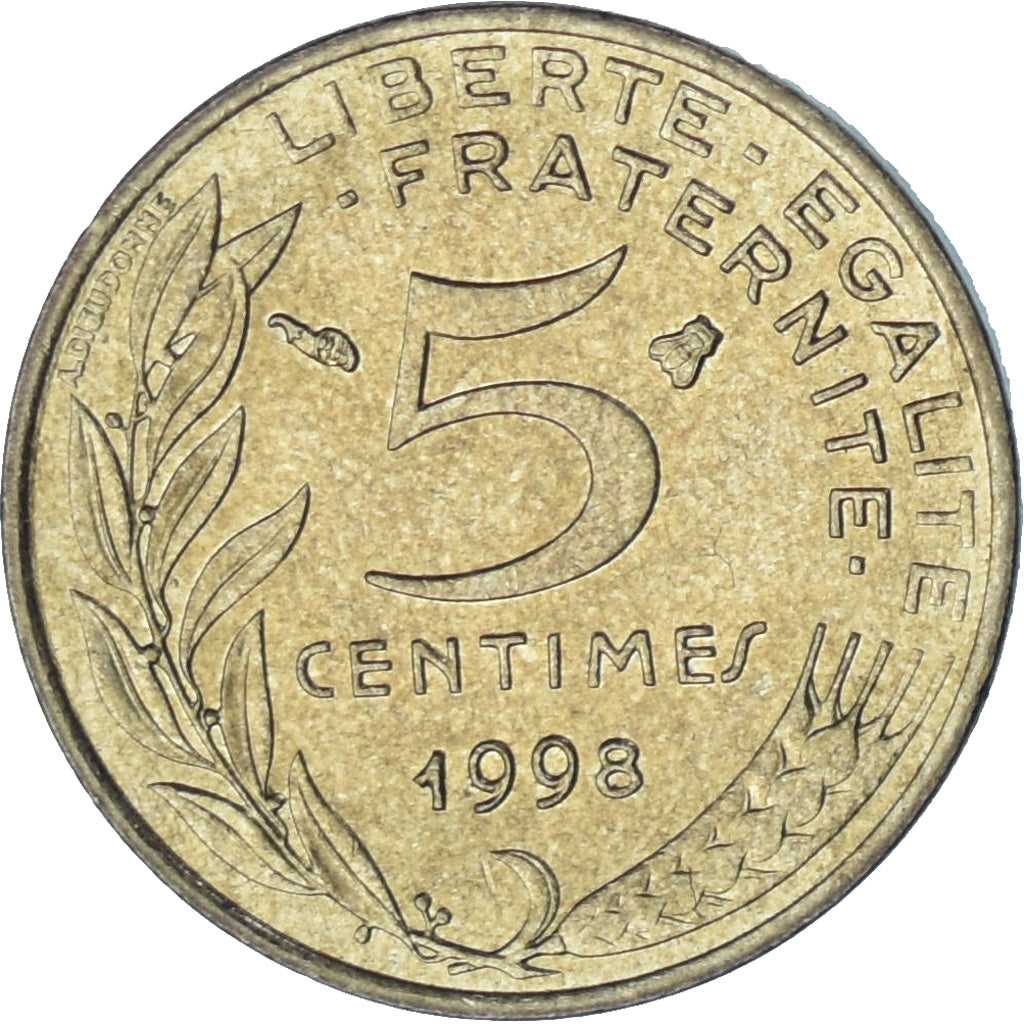 Frankrijk, Marianne, 5 Centimes, 1998, Paris, PR, Aluminum-Bronze, KM:933