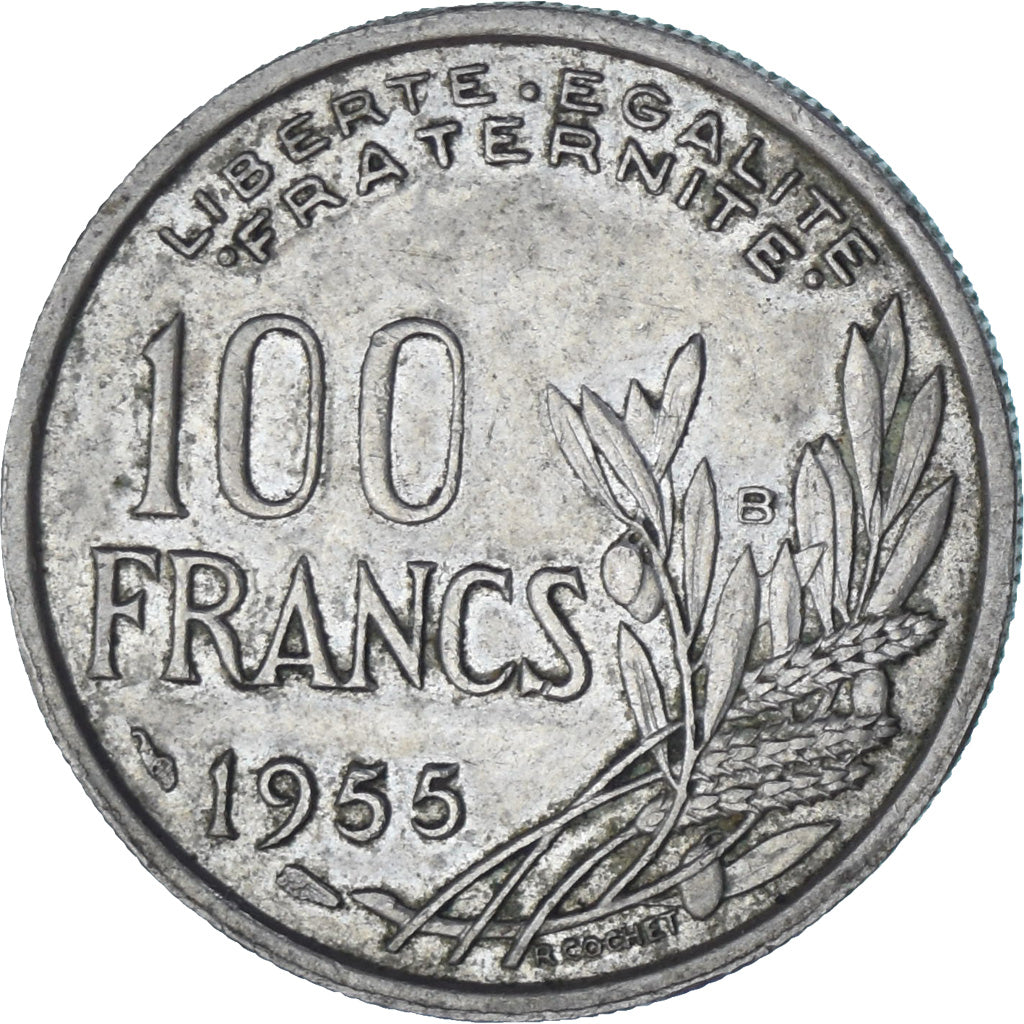 Francia, Cochet, 100 Francs, 1955, Beaumont le Roger, BB, Rame-nichel, KM:919.1