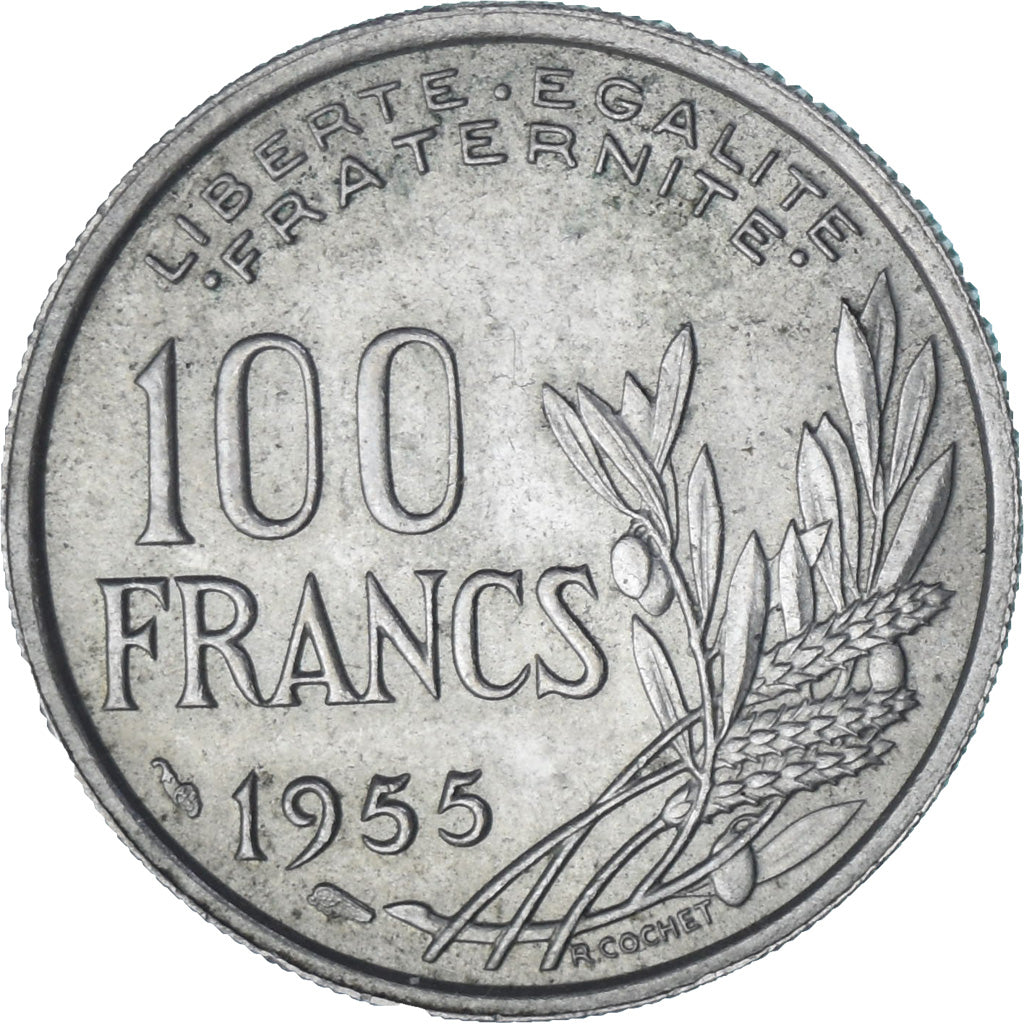 França, Cochet, 100 Francs, 1955, VF(30-35), Cobre-níquel, KM:919.1
