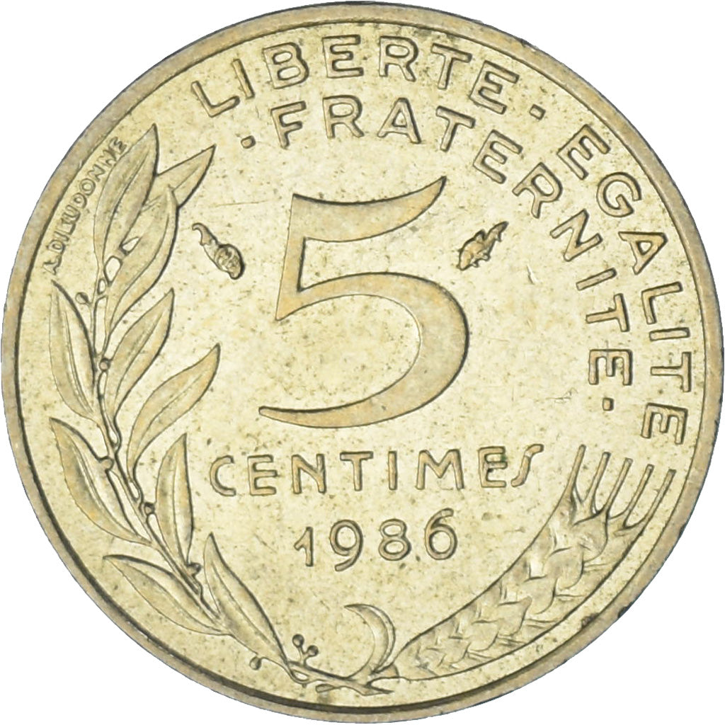 Frankrijk, Marianne, 5 Centimes, 1986, Paris, PR, Aluminum-Bronze, KM:933