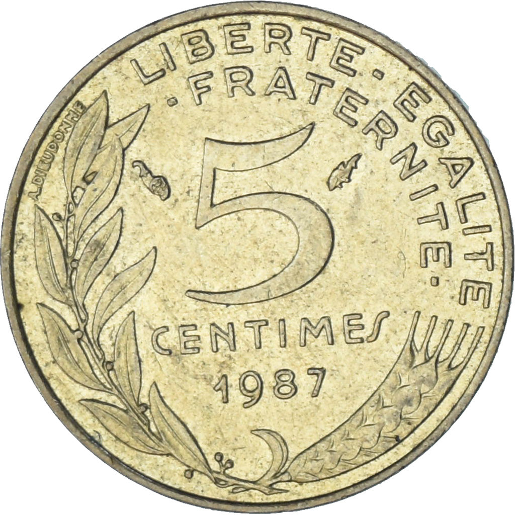 France, Marianne, 5 Centimes, 1987, Paris, AU(55-58), Aluminum-Bronze, KM:933
