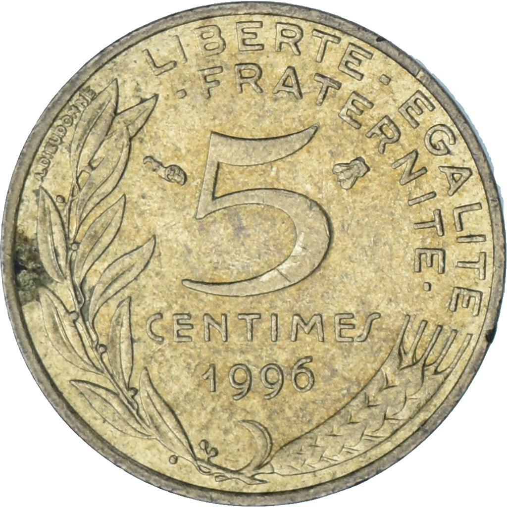 Frankrijk, Marianne, 5 Centimes, 1996, Paris, ZF+, Aluminum-Bronze, KM:933