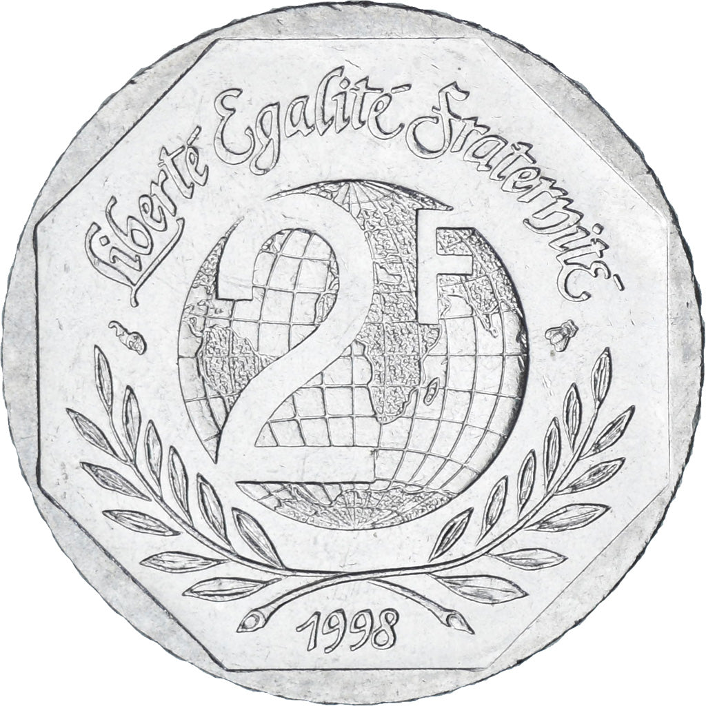 França, René Cassin, 2 Francs, 1998, Paris, AU(55-58), Níquel, KM:1213