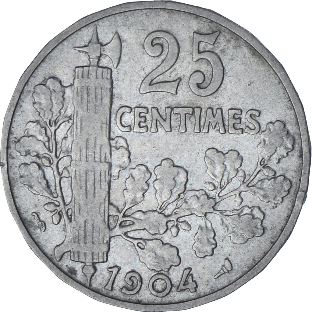 Francja, Patey, 25 Centimes, 1904, Paris, EF(40-45), Nikiel, KM:855, Gadoury:362