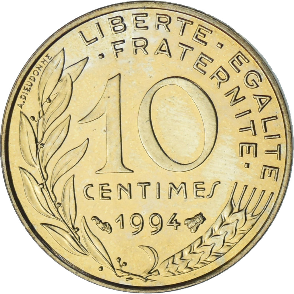 França, Marianne, 10 Centimes, 1994, Paris, MS(60-62), Alumínio-Bronze