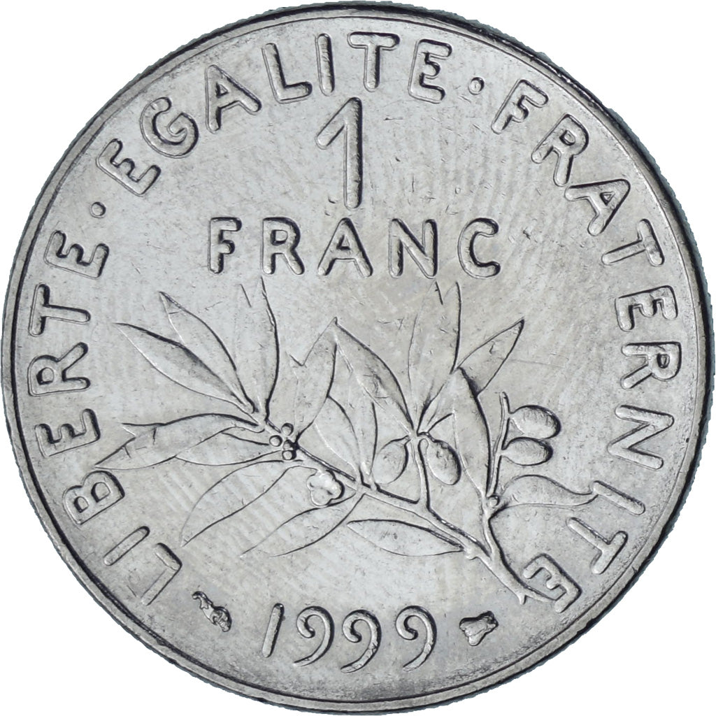 França, Semeuse, Franc, 1999, Paris, O.Roty, AU(50-53), Níquel, KM:925.1, Le
