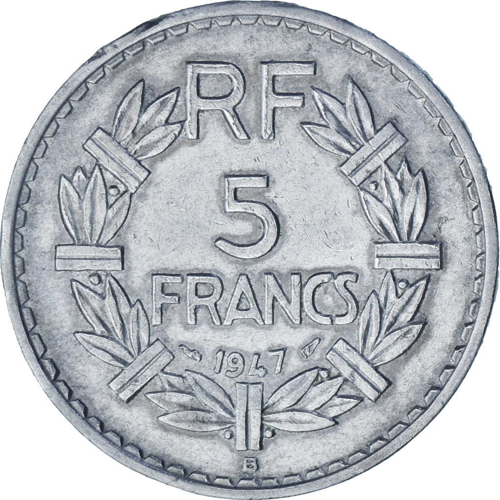 Francia, Lavrillier, 5 Francs, 1947, Beaumont - Le Roger, MBC, Aluminio
