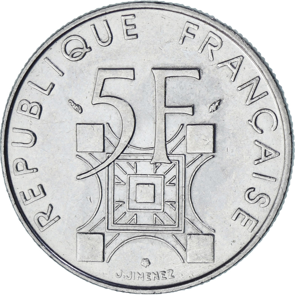 Frankreich, Tour Eiffel, 5 Francs, 1989, Paris, VZ, Nickel, KM:968, Gadoury:772