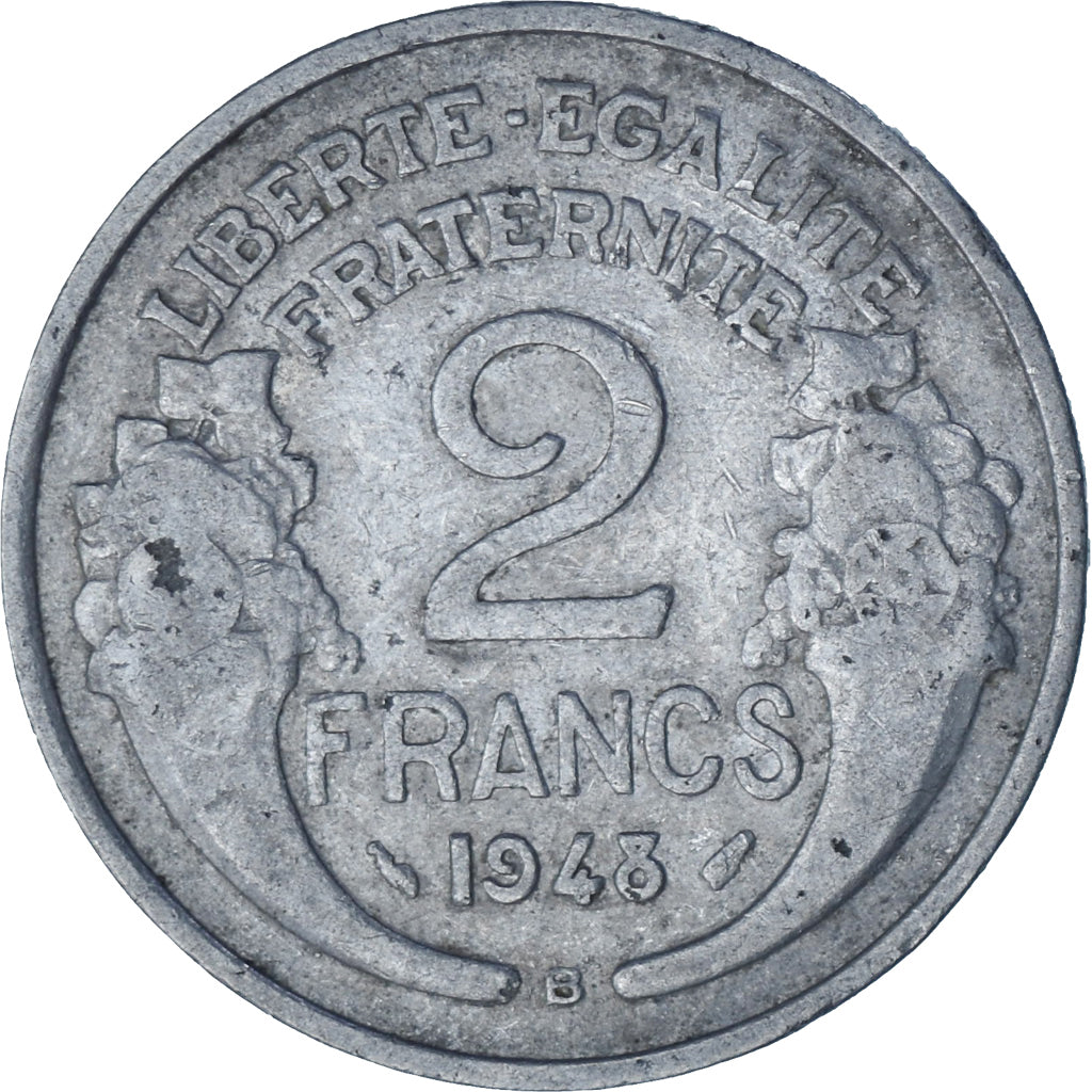 France, Morlon, 2 Francs, 1948, Beaumont - Le Roger, TB+, Aluminium, KM:886a.2