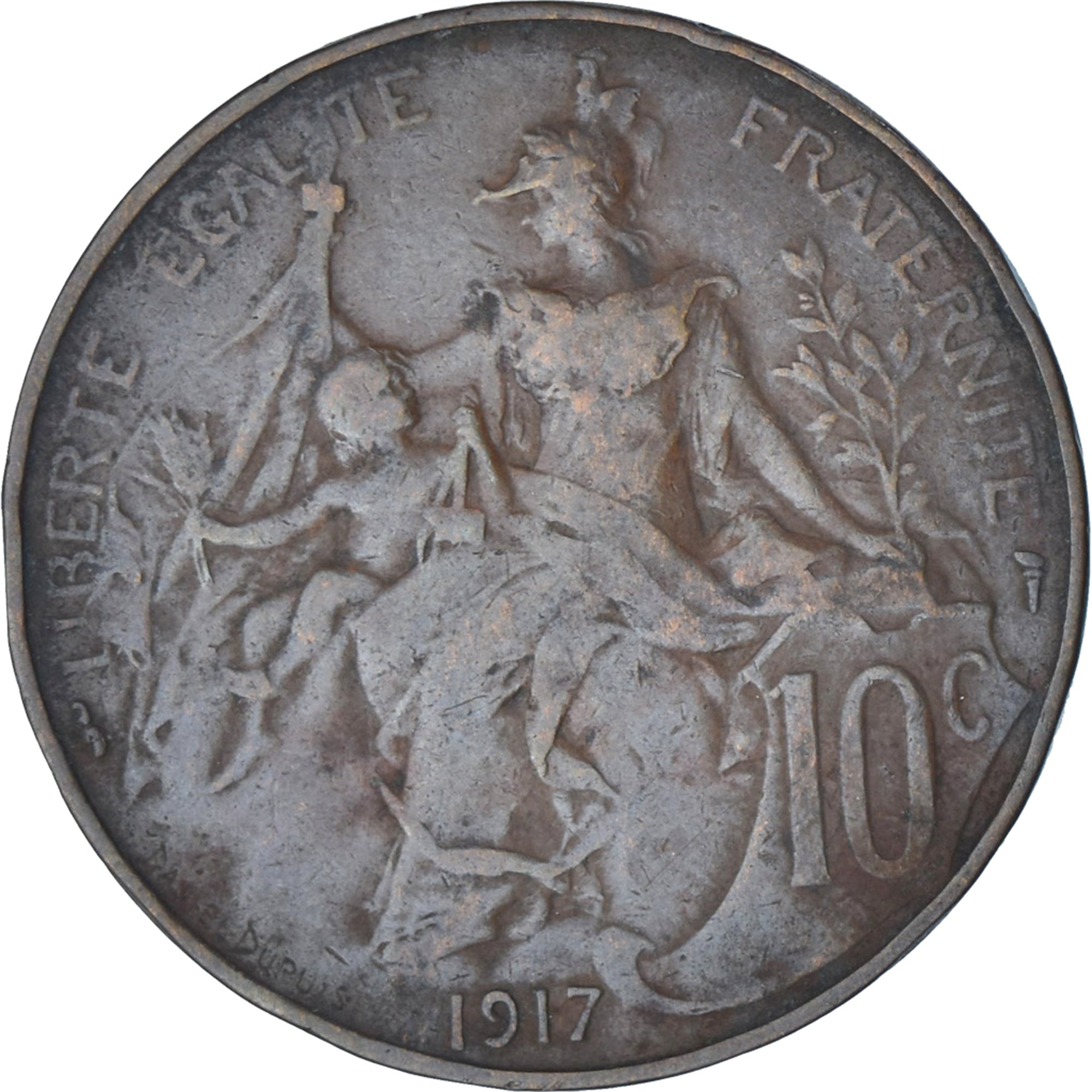 Frankrijk, 10 Centimes, 1917, PR, Bronzen