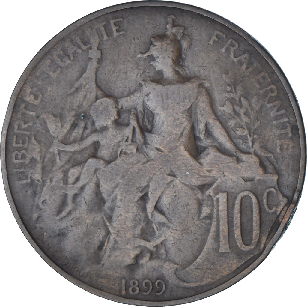 Francia, 10 Centimes, 1899, BB+, Bronzo