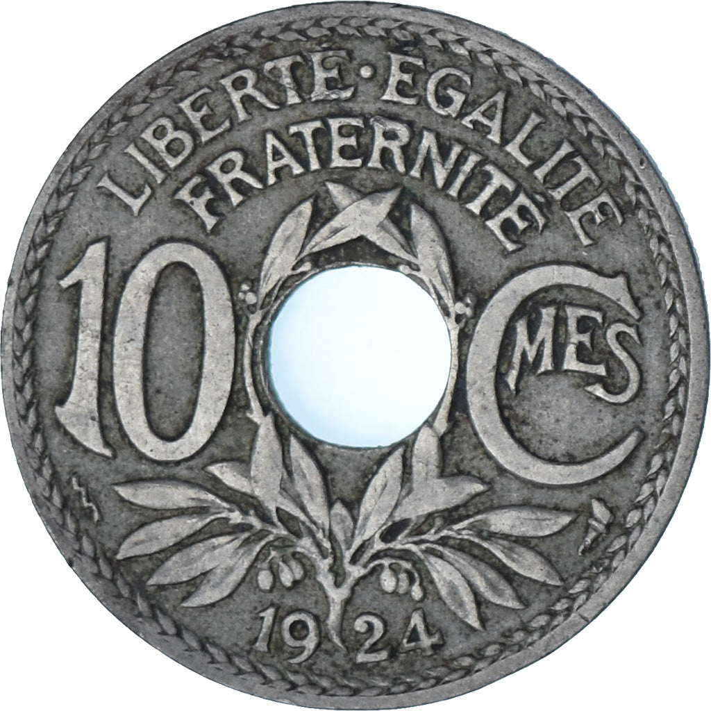 França, 10 Centimes, 1924, MS(60-62), Cobre-níquel
