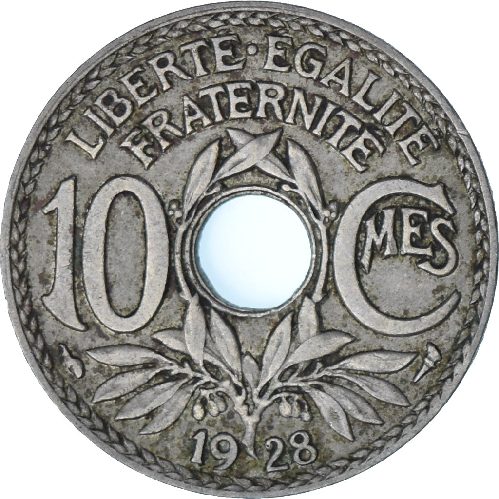 França, 10 Centimes, 1928, EF(40-45), Cobre-níquel