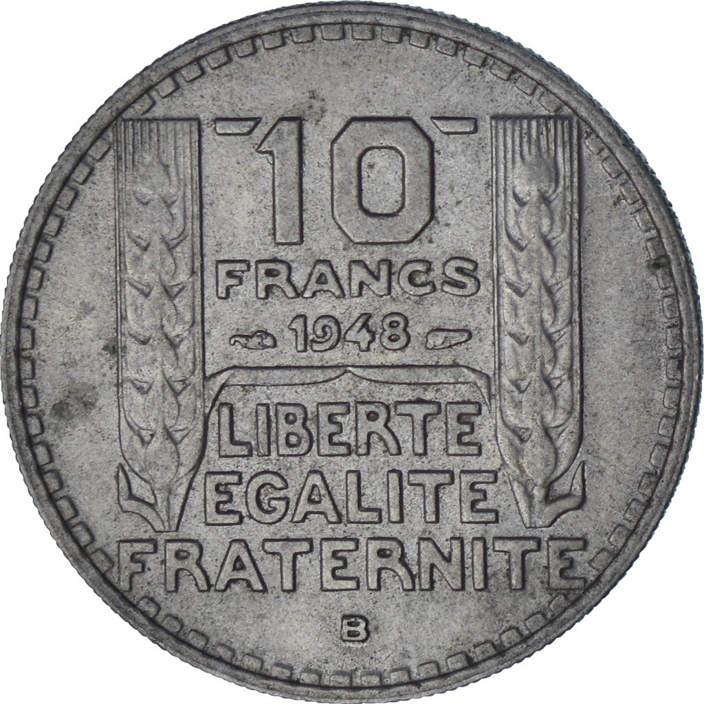 Francia, Turin, 10 Francs, 1948, Beaumont le Roger, BB+, Rame-nichel, KM:908.1