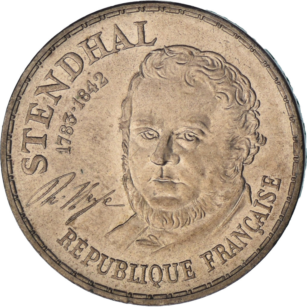 Frankreich, Stendhal, 10 Francs, 1983, Tranche A, SS, Nickel-Bronze, KM:953
