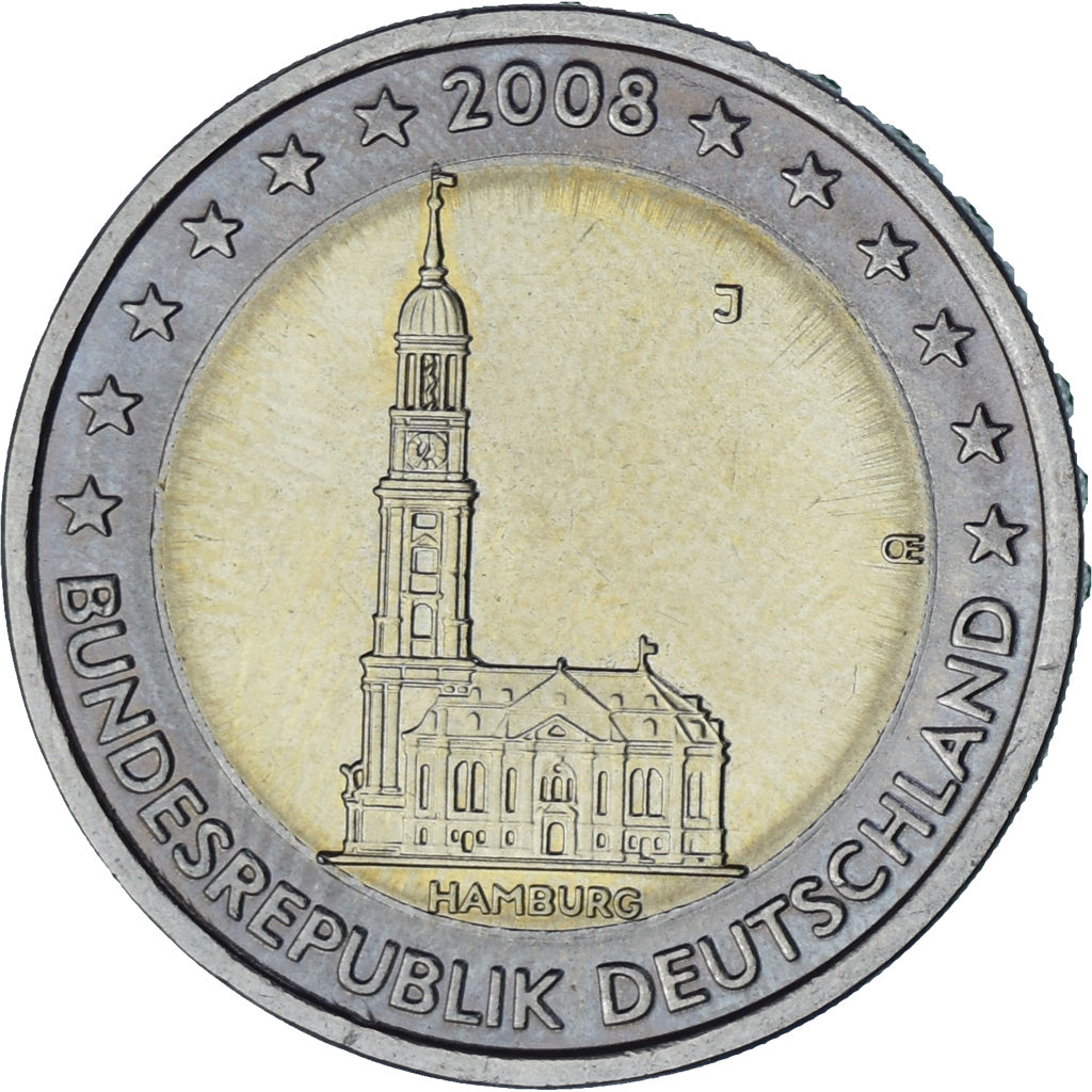 GERMANIA - REPUBBLICA FEDERALE, 2 Euro, 2008, Hambourg, Bi-metallico, SPL