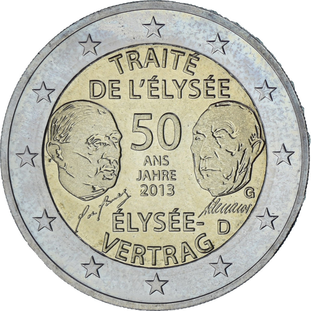 Deutschland, 2 Euro, Traité de l'Elysée, 2013, Karlsruhe, UNZ, Bi-Metallic