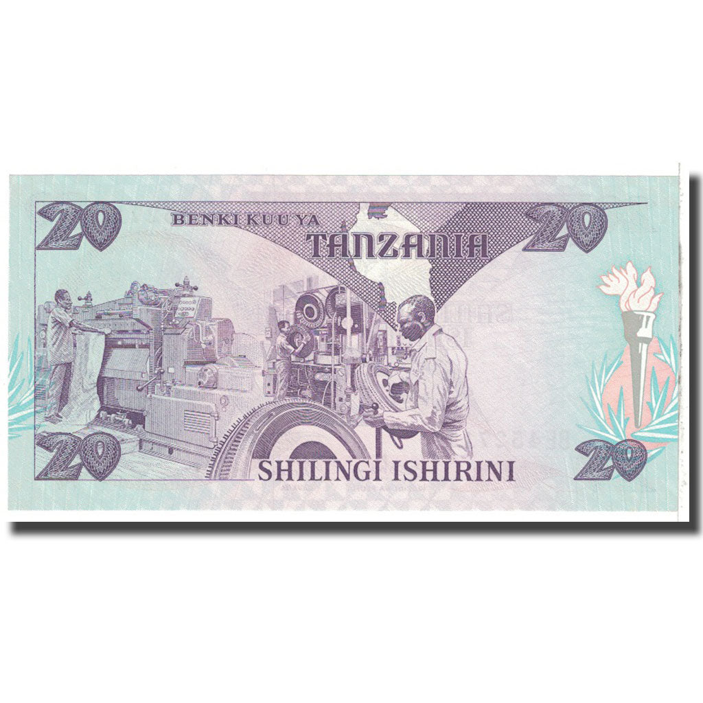 Biljet, Tanzania, 20 Shilingi, KM:9, NIEUW