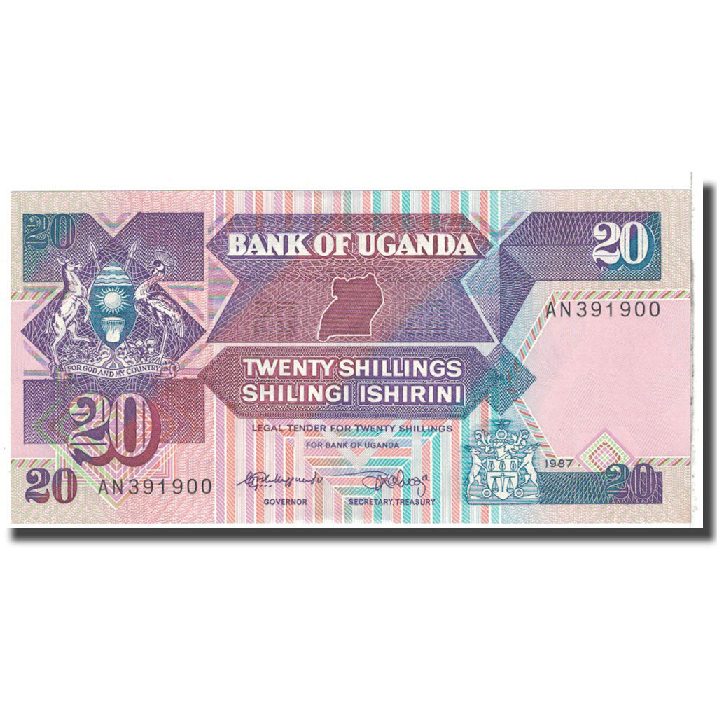 Banknote, Uganda, 20 Shillings, 1987, KM:29b, UNC(65-70)