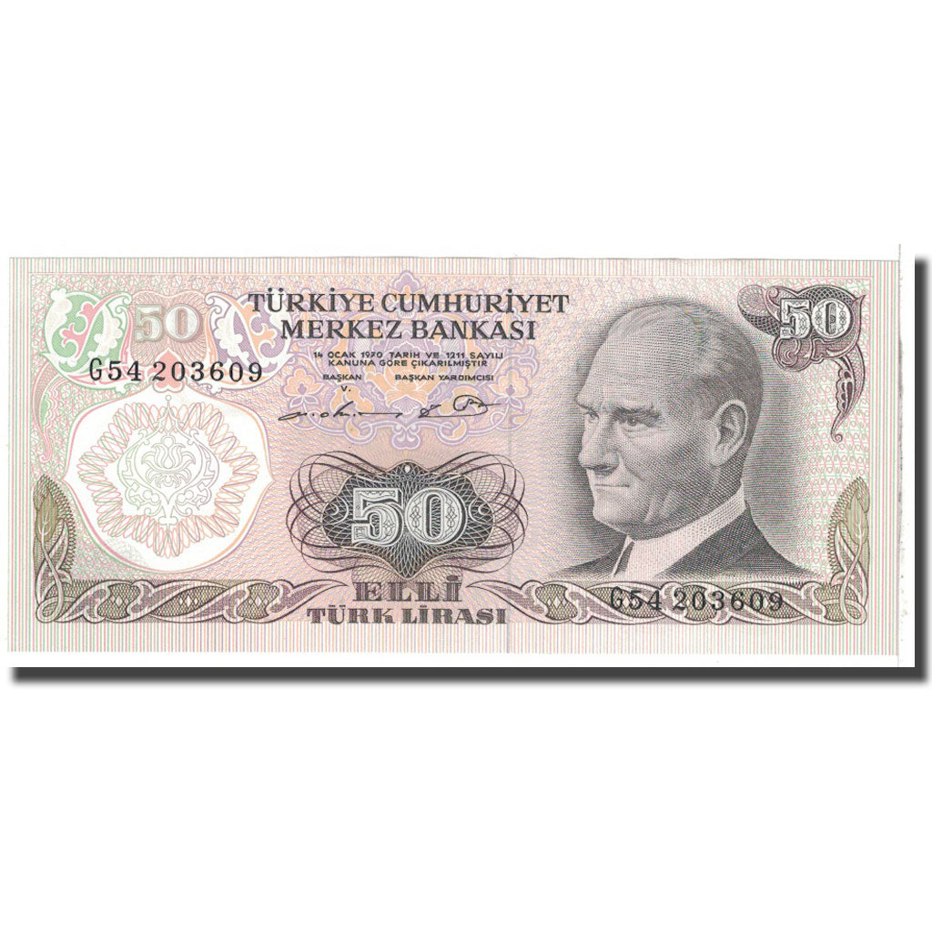 Billet, Turquie, 50 Lira, 1970, KM:188, NEUF